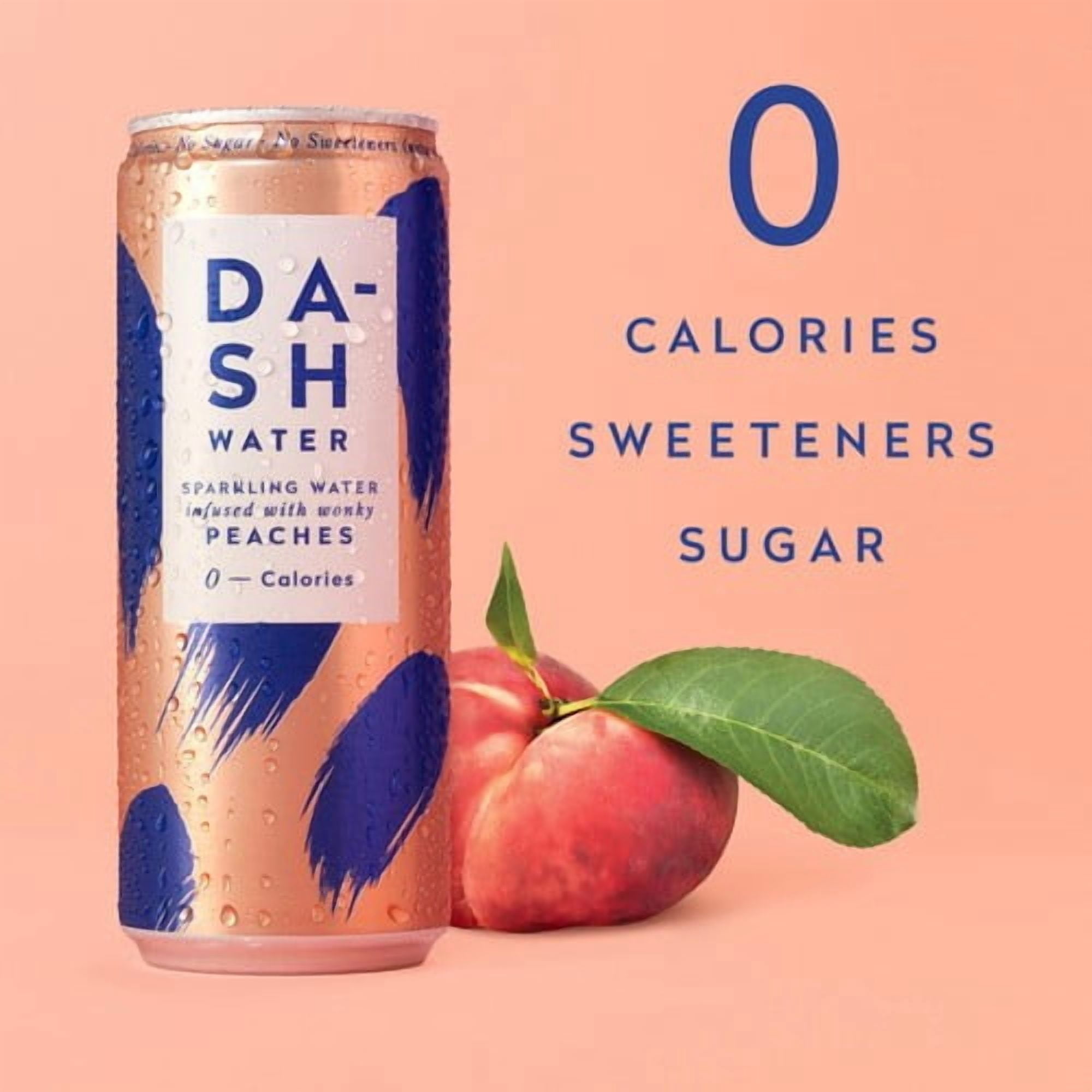DASH Peach Infused Sparkling Water 12 x 330ml, British Import (Pack of 2)
