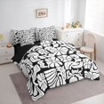 thumbnail image 2 of Homewish Bohemian Daisy Floral 7-Piece King Bedding,Abstract Aesthetic King Bed in a Bag,White Black,Black Reversible, 2 of 8