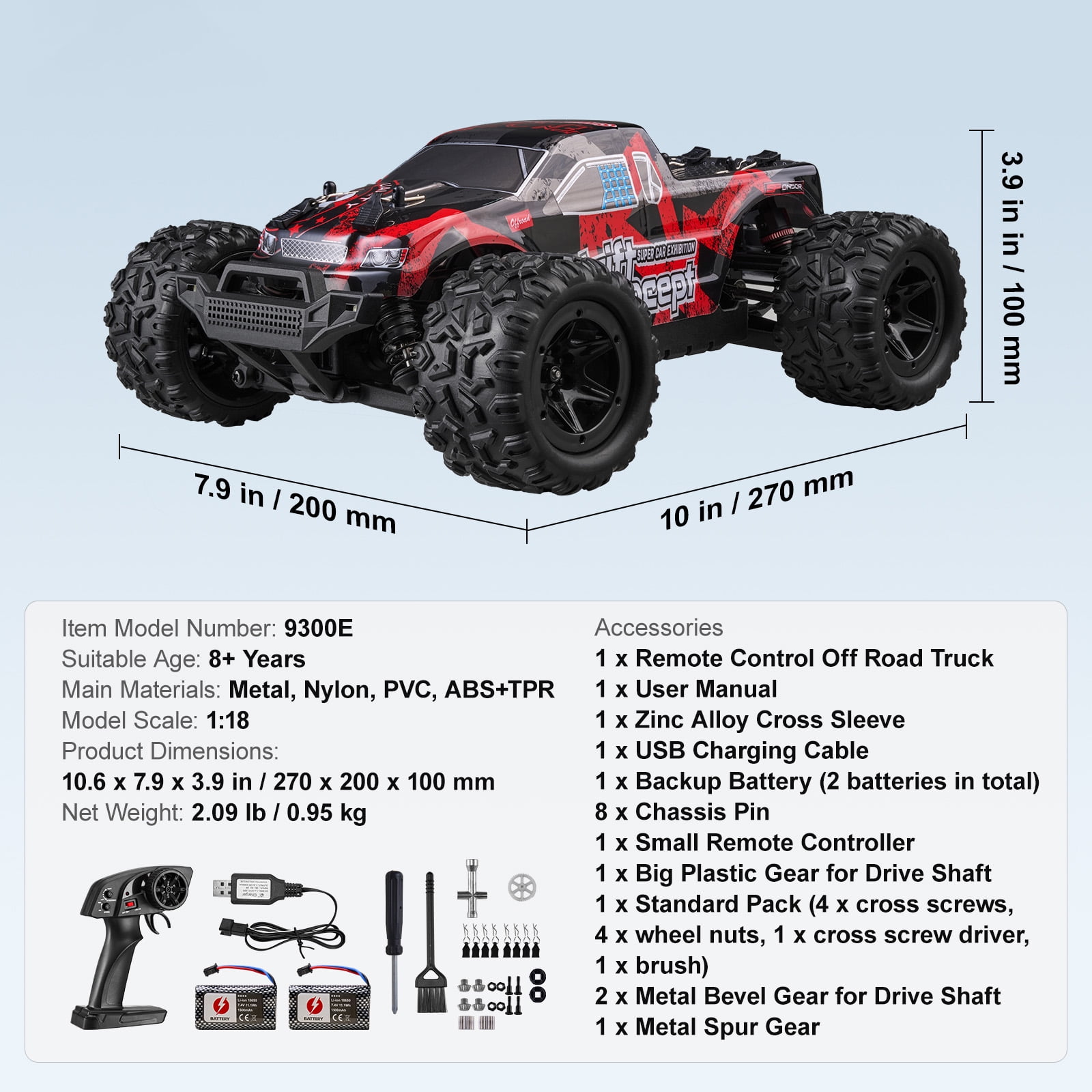 KFFKFF Wireless Operated Vehicle, Kid's RC Car in 1:18 Scale, 4WD Monster Truck for All Terrains, Equipped with 45° Wheelie & Dual Batteries, Achieves 36 km/h Speed, Perfect Present