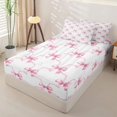 thumbnail image 2 of Homewish Kawaii Bow Zipper Twin Comforter Sets with Fitted Sheet and 2 Pillowcases For Girls,Pink Bowknot Bowtie Zipper Bedding Set,Pink Reversible,4-Piece, 2 of 7