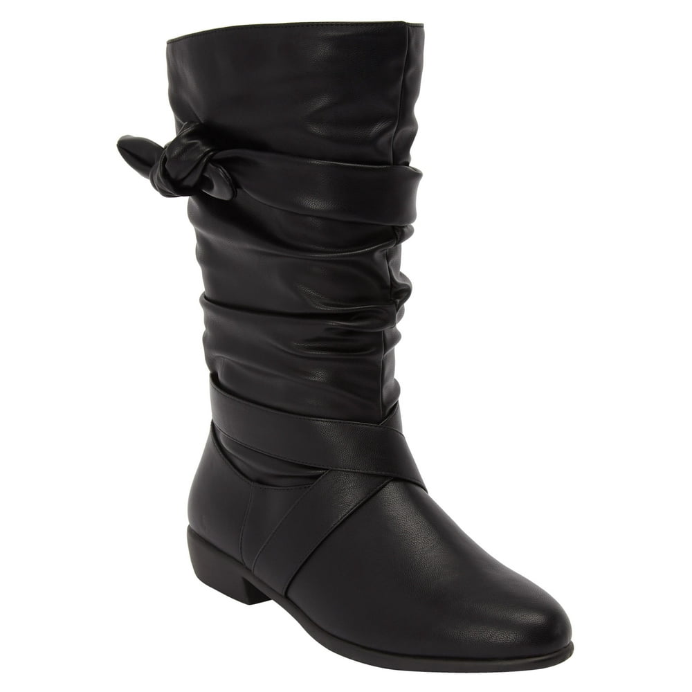 two tone wide calf boot