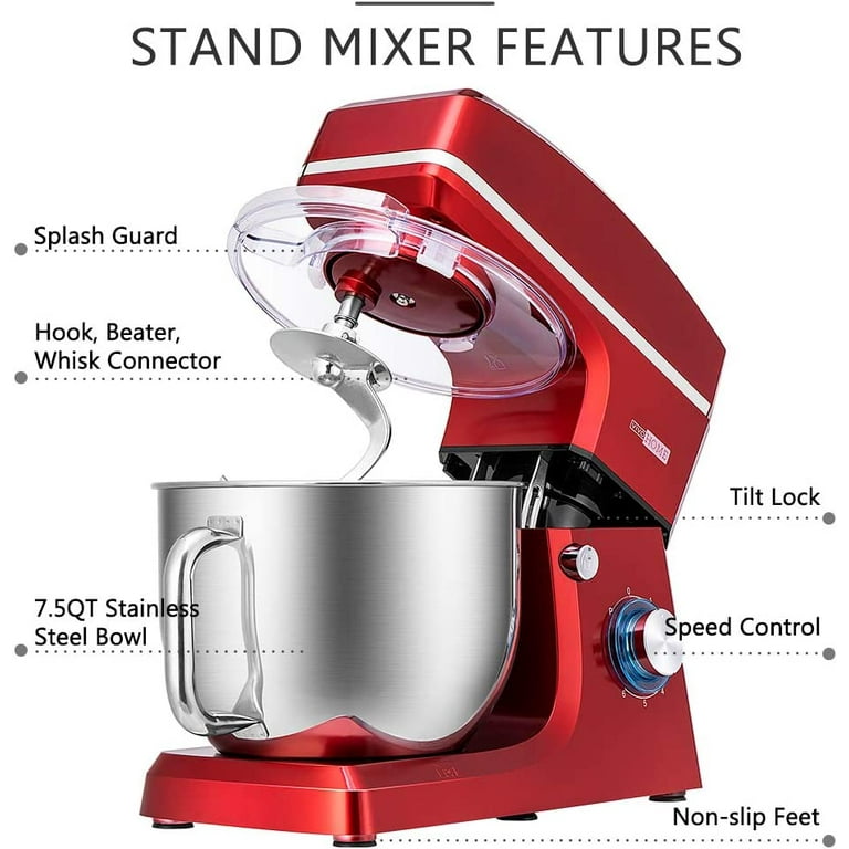 VIVOHOME 650W Multi-functional 6-Speed Tilt-Head Meat Grinder Juice Blender Stand Mixer Red, Size: 3-in-1 Stand Mixer