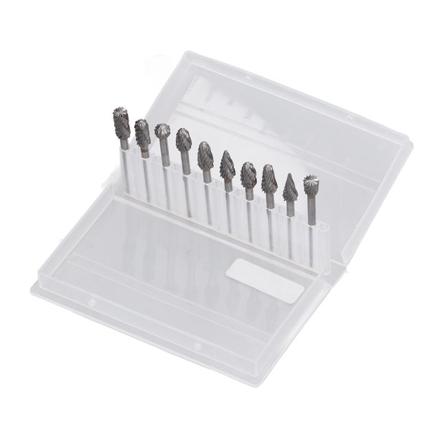 10PCS Grinding Bits Carbide Tungsten Steel Rotary Burr Set Grinder Engraving Tool Double Cut