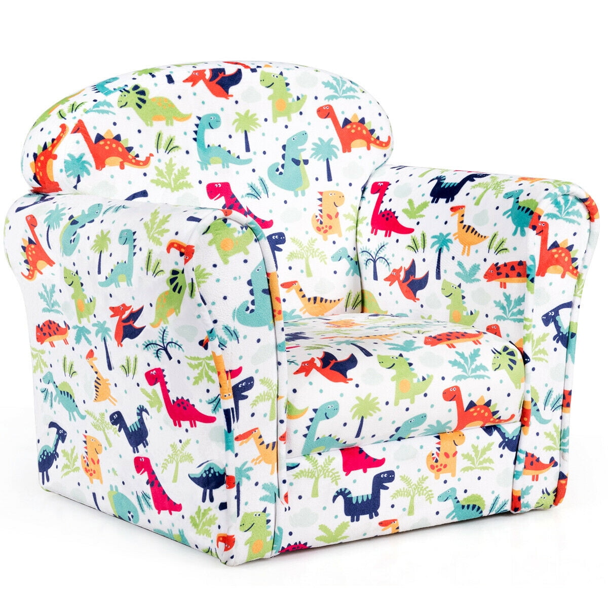 Dinosaur Children Armrest Upholstered Chair with Cute Pattern Child Furniture for Ages 3-7 Toddler Children Wood Construction Armchair for Boys Girls ALIME Kids Sofa
