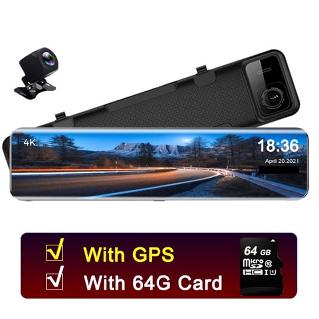 Car DVR Rear View Mirror Recorder 4K Video 12 Inch Dash Cam GPS Track 415 Ultra HD 3840*2160P Camera ,Clear Images