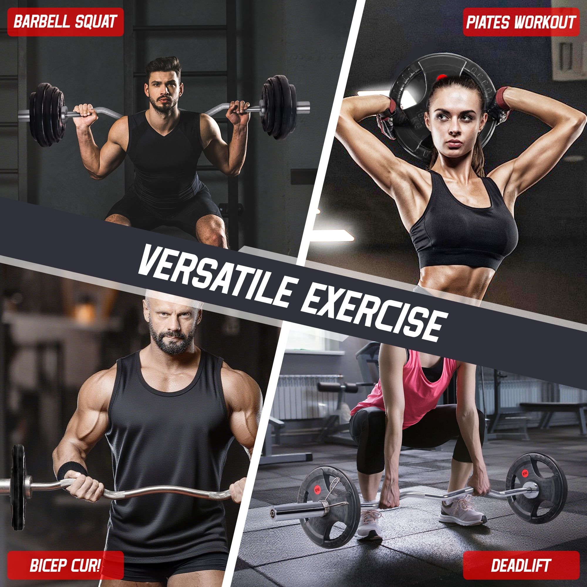 FlexWave 2-Inch Olympic Cast Iron Weight Plates，Multiple Sizes & Set Options, for Strength Training & Weightlifting