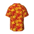thumbnail image 2 of Fotbe Vintage maple leaves autumn print Short Sleeve Button Down Shirts for Men Casual Summer Beach Wrinkle Free Shirt-Large, 2 of 7