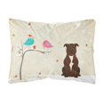 thumbnail image 1 of Caroline's Treasures BB2520PW1216 Regalos de Navidad entre amigos Staffordshire Bull Terrier Cojín decorativo de tela de lona de chocolate, 12 H x 16 W, multicolor Caroline's Treasures BB2520PW1216, 1 of 1