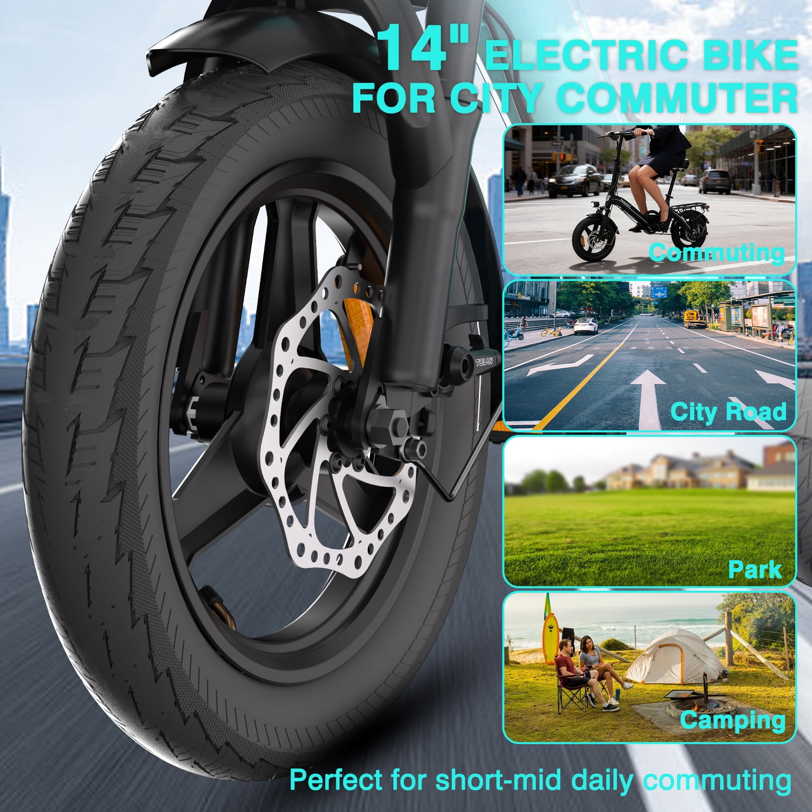 Bodywel 500W Foldable Electric Bike for Adults, 36V 13Ah Battery, 14" Mini Commuter Electric Bicycle, Ebikes for Adults, Max Speed E Bike, UL2849