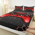 thumbnail image 3 of Manfei Gamepad Queen Sheet Sets,Modern Geometric Honeycomb Bedding Queen Size,Neon Red Black Bed Sheets Set Queen Size For Boys Kids,Super Cozy Bedroom Decor,4-Piece, 3 of 7