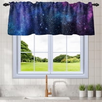 52 x 18 Inch Galaxy Kitchen Curtains Valance Blue Universe Home Window Decor Rod Pocket Amazing Nebula Window Treatment Starry Outer Space Kids Boys Bedroom Dining Room Window Drapes Linen