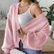 thumbnail image 5 of Cárdigan de invierno para mujer, suelto, liso, de manga larga, abrigo acrílico, 5 of 6