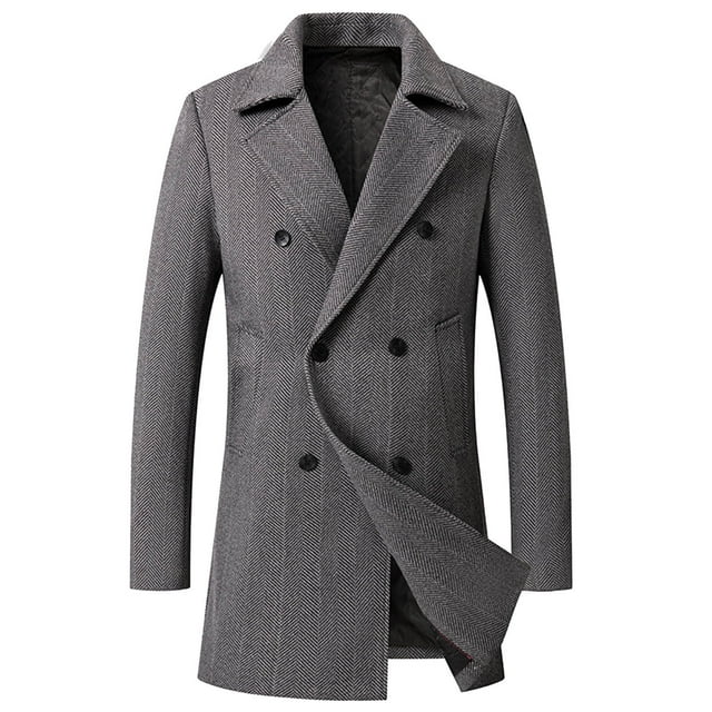 Gray Man Casual Button Trench Outfit for Man Turtleneck Long Thermal Basic Winter Fall Outfits 2025 Clothes S
