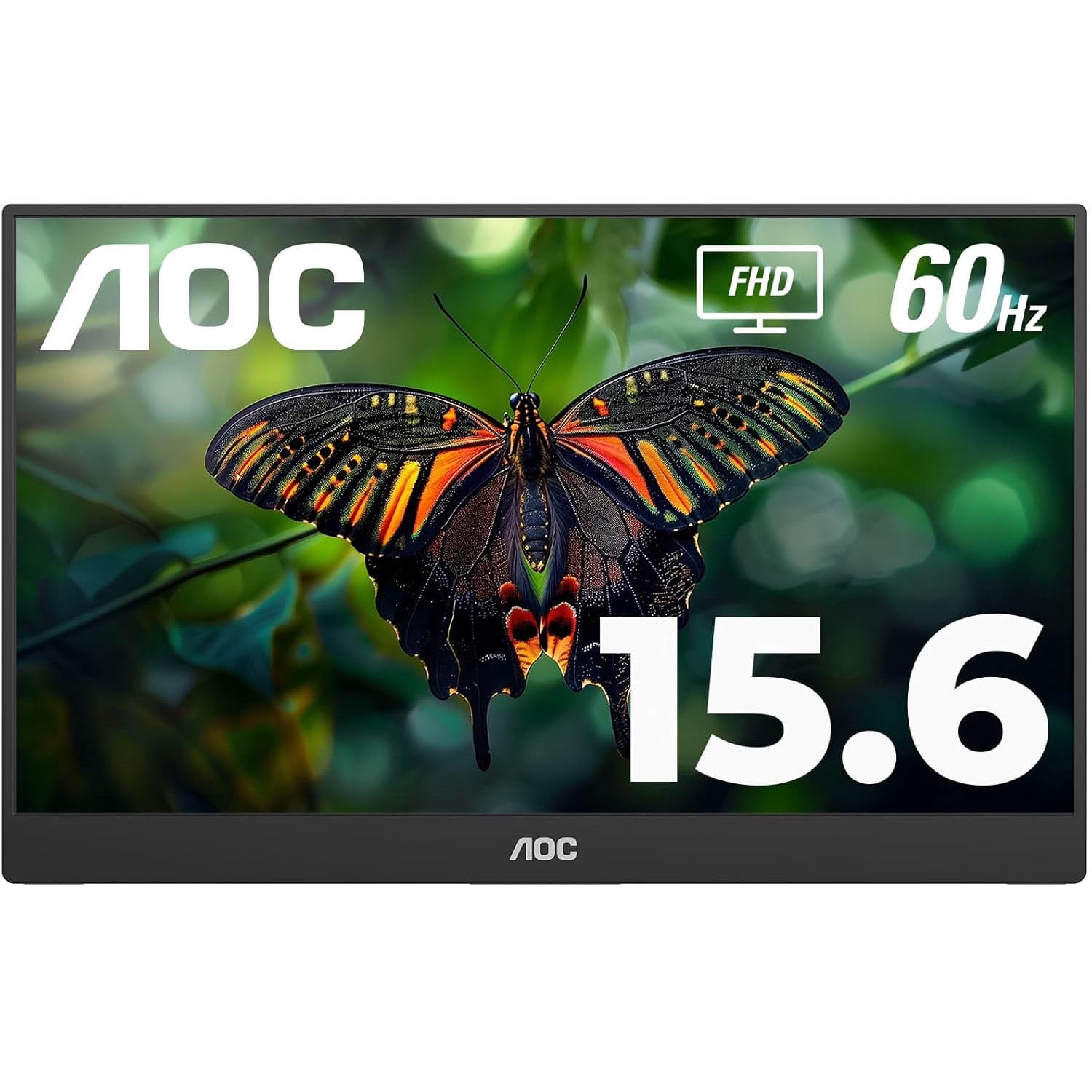 Restored AOC 16T10 Portable Monitor 15.6 Inch FHD 1920x1080, IPS Panel, USB Type C x2,Mini HDMI x1, Smart Cover Included (Refurbished)
