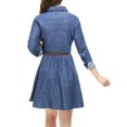 thumbnail image 2 of INSPIRE CHIC Robe-Chemise en Denim pour Femmes à Manches Longues au-Dessus du Genou avec Ceinture TG Bleu, 2 of 6