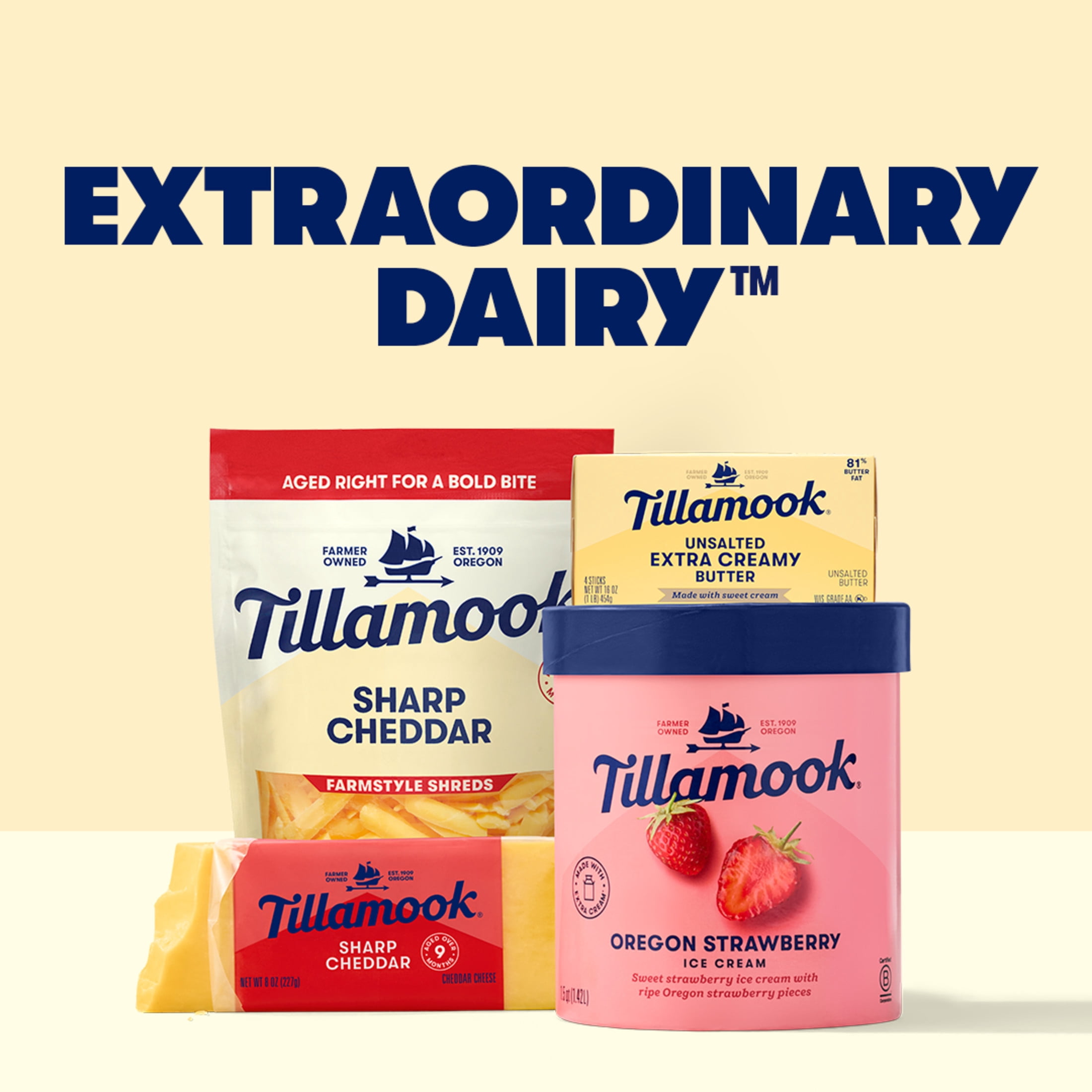 Tillamook Extra Creamy Unsalted Butter Sticks, 4 Count, 16 oz