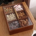 thumbnail image 2 of Caja de dulces, bandeja de frutas para el hogar, mesa de café de la sala de estar, bandeja de nueces, caja de dulces de almacenamiento de frutas secas de madera maciza de doble capa, 2 of 5
