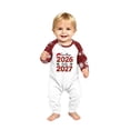 thumbnail image 2 of Yuaguia Matching Family New Year Christmas Pajamas Set, Goodbye 2026 Hello 2027 Long Sleeve Raglan Top and Red Snowflake Plaid Pants, Festive Holiday Sleepwear Loungewear, Baby 3 Months, 2 of 5