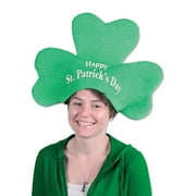 Pack of 6 Green Plush "Happy St. Patrick's Day" Shamrock Hat - Adult Sized