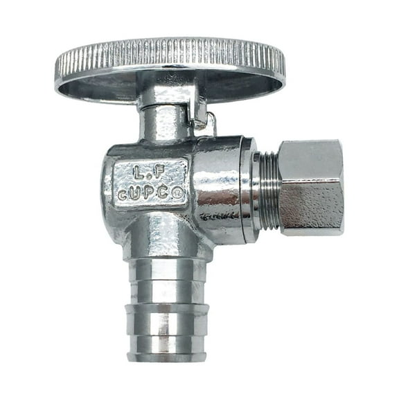 THEWORKS® Quarter-Turn Angle Stop Valve, 1/2" PEX Inlet (F1960) x 3/8" O.D. Compression Outlet