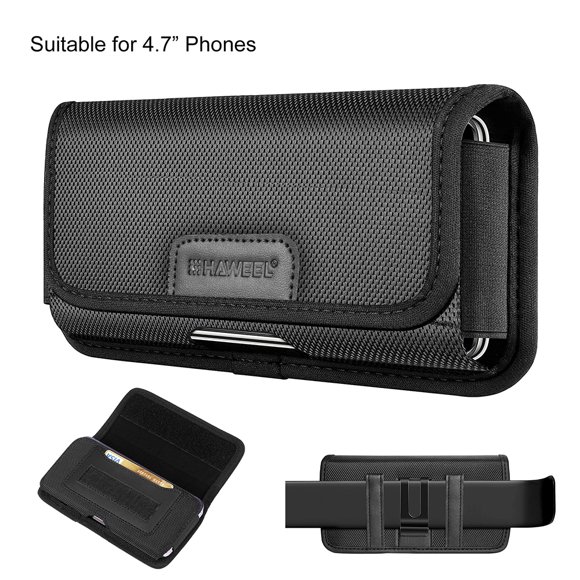 HAWEEL Multifunctional Cell Phone Pouch Waterproof Nylon Belt Holster Case with Card Slot Mobile Phone Waist Bag Compatible with Most Smartphones