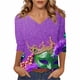 thumbnail image 3 of TaTaai Women's Fashion Christmas Printed Loose Casual V Neck With Three Quarter Sleeves And 3/4 Sleeves T-shirt Pullover Top Gift, 3 of 5