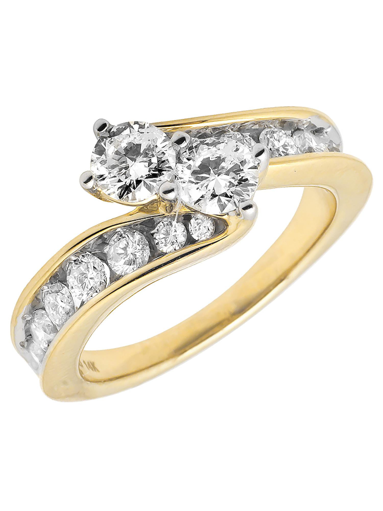 14K Yellow Gold Forever Us 2 Stone 1 Row Real Diamonds Engagement Ring