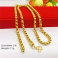 thumbnail image 3 of QQTDFG Cool 24K Yellow Gold Plated 6mm 24" Fashion Box Chains Necklace for Men-default, 3 of 5