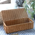 thumbnail image 5 of Lazsy Rattan Storage Box with Lid   Rattan Storage Box Rectangular Lidded Wicker Basket for Tabletop, Bedside Table, Dark Brown, 5 of 10
