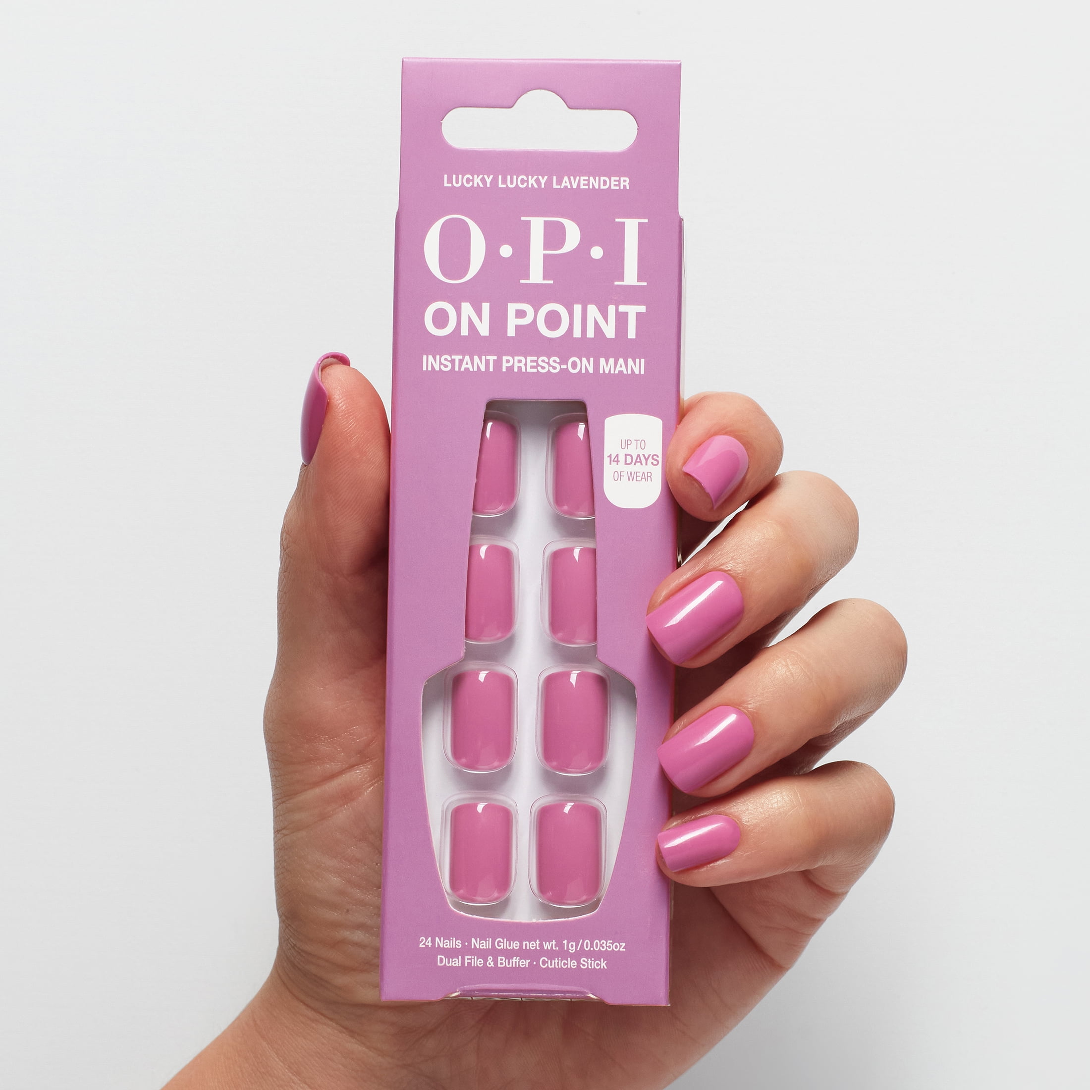 OPI On Point Instant Press On Nails, Lucky Lucky Lavender, False Nails, 24 Pieces