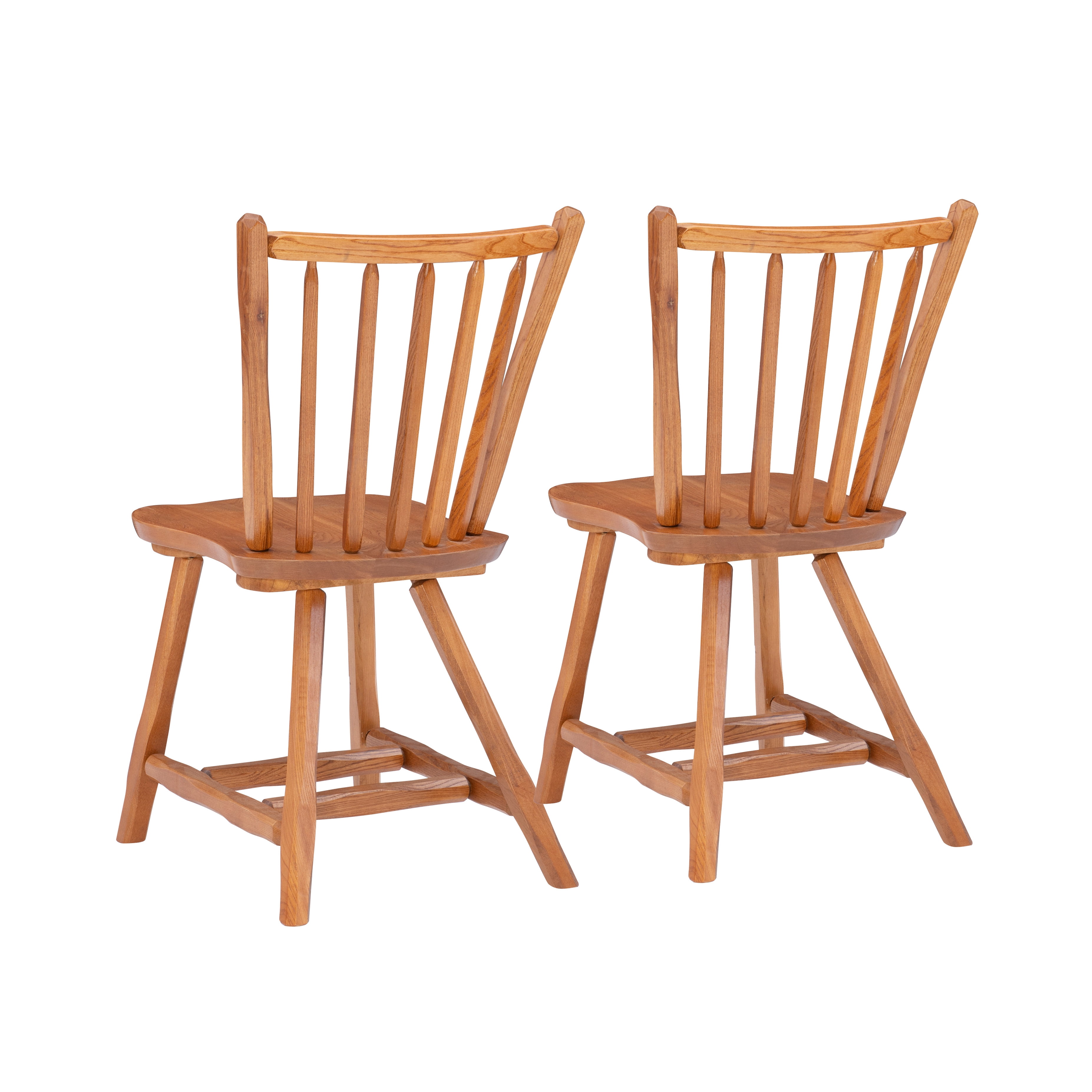 Linon Branson Medium Oak Windsor Back Dining Chairs, Set of Two