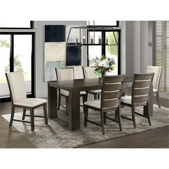 Picket House Furnishings Jasper 7PC Dining Set in Gray/Dark Walnut