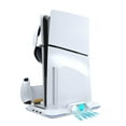 thumbnail image 3 of Support de Refroidissement 4-en-1 pour PS5 Slim avec Lumières RVB - Chargeur Double pour Manettes et Support pour Écouteurs, Base de Console Verticale pour Éditions Disque et Numérique / Accessoires PS5 Slim, 3 of 6