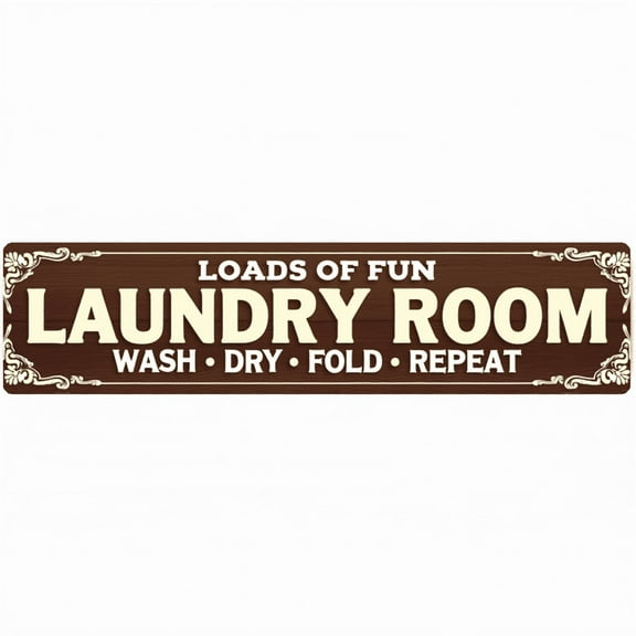 Decorative Tin Sign - 16*4 Inch "LAUNDRY ROOM LOADS OF FUN" Funny Design for Laundry Room, Garage, Kitchen - Humorous Metal Sign, Ideal for Laundry Decor, Funny Signs, Laundry Room Sign