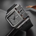 thumbnail image 2 of Mens Watches Rectangle Quartz Wrist Watch with Black Leather Strap Waterproof and Scratch, 2 of 5