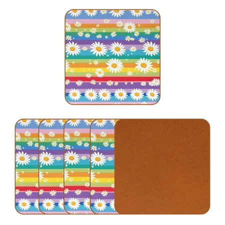 

YZUOUZY Coasters Coaster for Desk 6 PCS Square Custom Coasters Violaceus Spring Floral Flowers