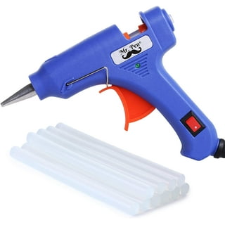 Mini Hot Glue Gun Kit with 15pcs 0.28 inch x 8 inch Clear Glue Sticks and 15pcs 0.28 inch x 4 inch Colorful Glitter Glue Sticks, Blue