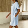 thumbnail image 6 of Blmnix Striped Dress Woman Dress Shift with Pockets Button Down Dress Blue Mini Crew Neck Short Sleeve Adaptable Dresses for Women Casual XXL, 6 of 7