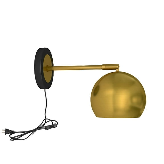 Kiven Wall Light Bronze Gold Art Glass Sconce Fixture with a Plug-in Cord with in-Line Switch, 1-Light