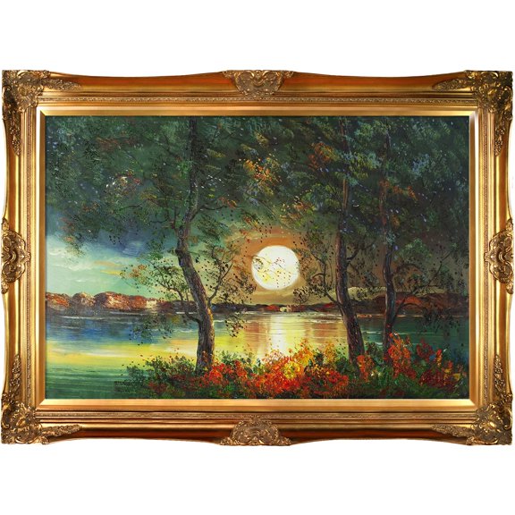 ArtistBe Justyna Kopania 'Moon' Hand-painted Framed Canvas Art