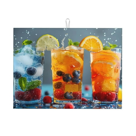 

Sigee Refreshing Fruit Infused Drinks for Dish Drying Mat for Kitchen Counter Premium Kitchen Drying Mat 18 x 24 Dish Drying Pad