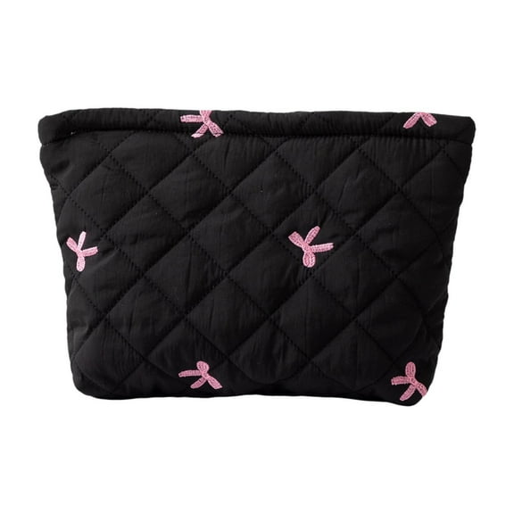 Versatile Bow Embroidered Makeup Storage Bag for Toiletries and Cosmetics Fashion Dumpling Design for Makeup and Lipstick Organization