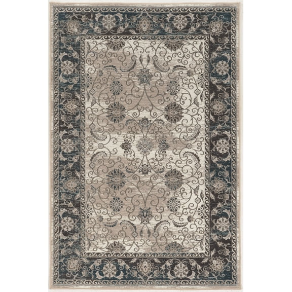 Linon Home Decor Vintage Area Rug or Runner Collection, Gray and Blue, 5' x 7.6'