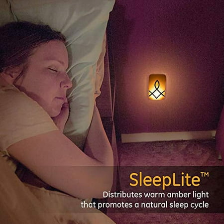 GE - Sleeplite Dusk-To-Dawn Dimmable LED Amber Night Light - White/Brown