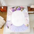 thumbnail image 5 of Homewish Cartoon Castle Twin Sheet Sets,Rustic Flower Floral Twin Fitted Sheet,Pink Purple Flat Sheet For Girl,Luxury Bedroom Decor,3-Piece, 5 of 7