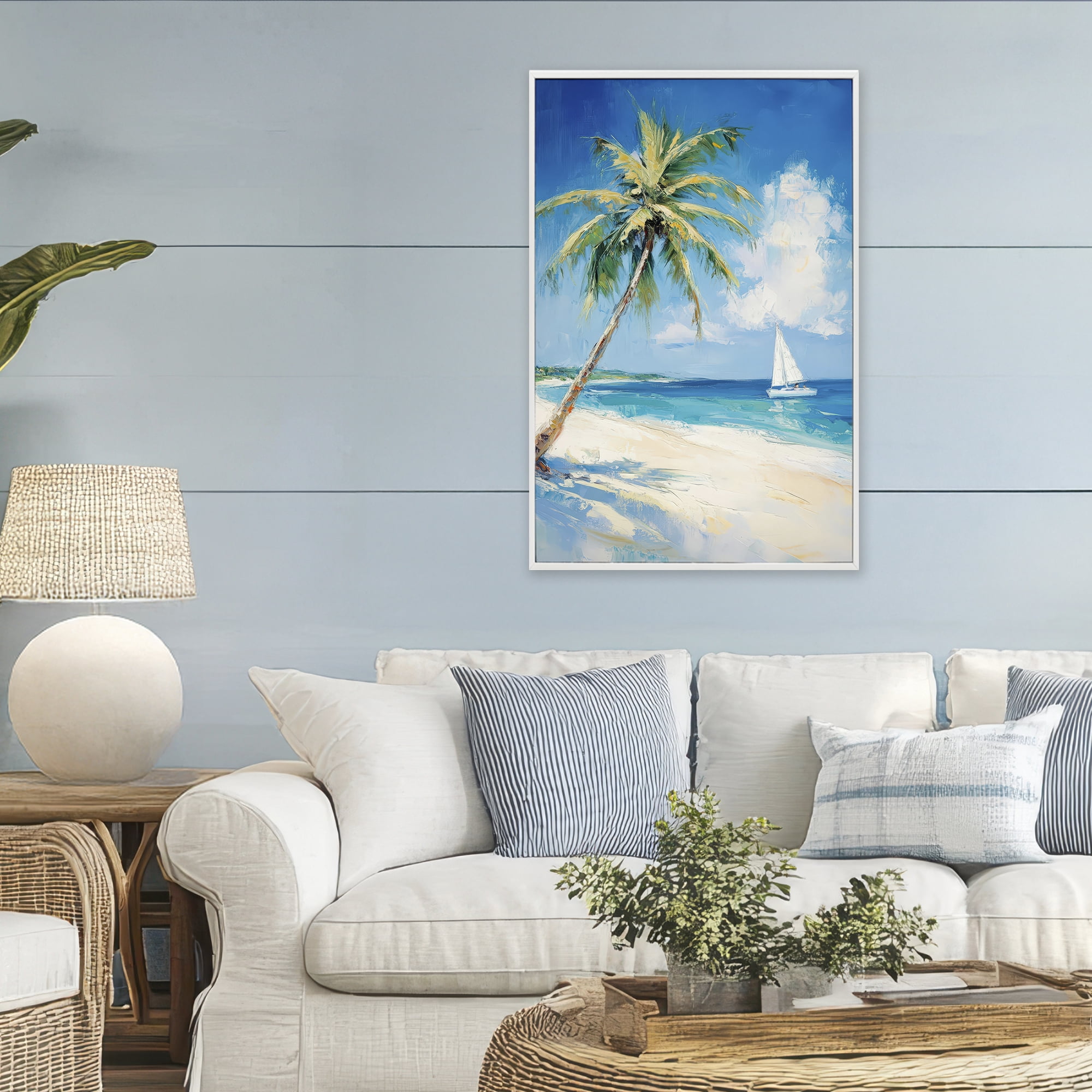 Stupell Industries White Clouds & Sails White Framed Giclee Art, design by Petal Prints Design