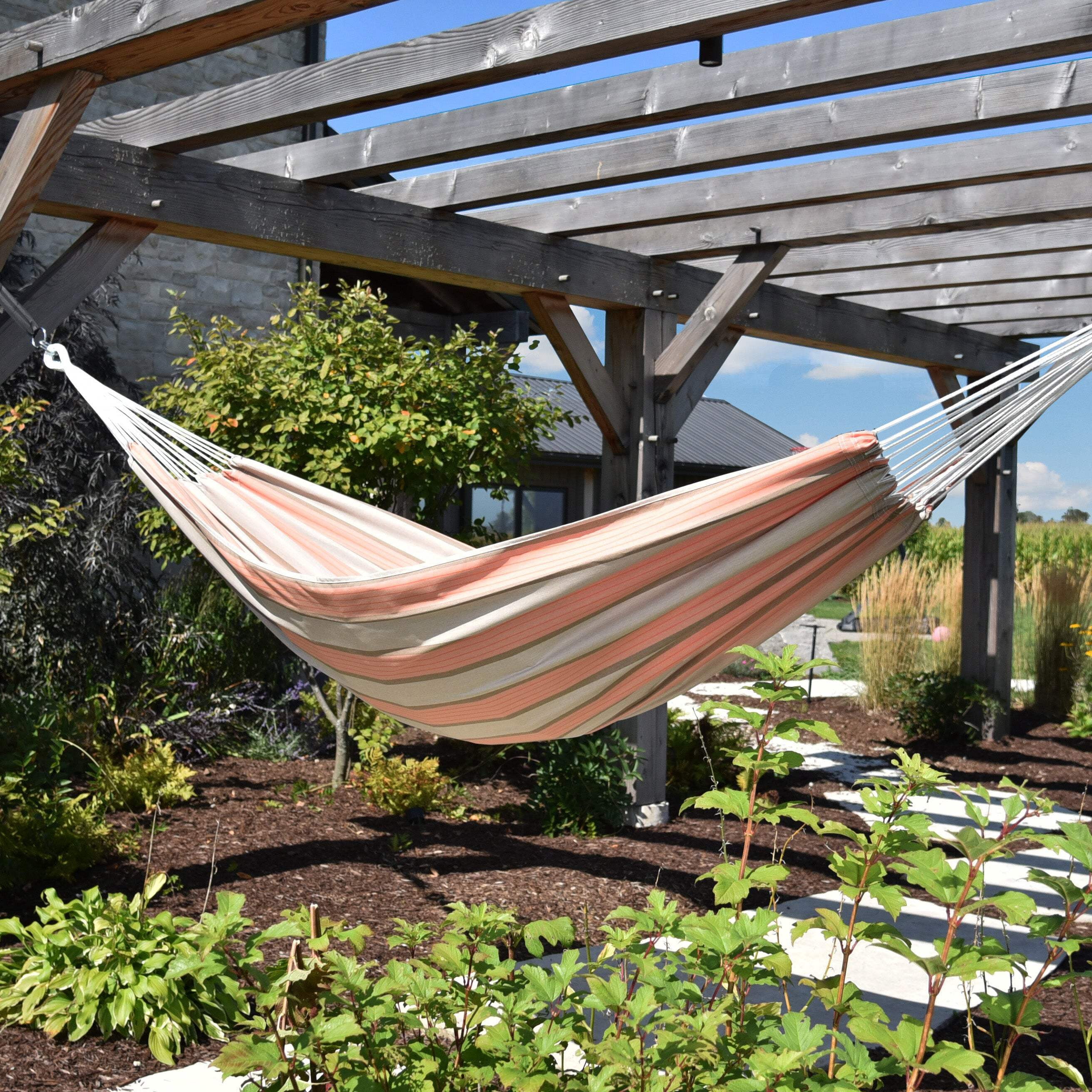 Vivere Brazilian Double Sunbrella Hammock - Cameo