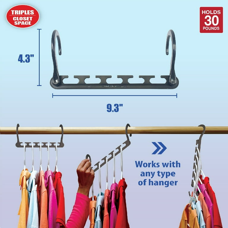 6 Pack Metal Wonder Closet Hanger Organizer Hook Space Saving Clothes Rack  NEW