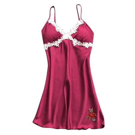 

CALAFEBILA 2023 Merry Christmas Women s Sexy Satin Silk Nightdress Lingerie Pajamas Sexy Top Sling Pajamas Everyday Low Prices