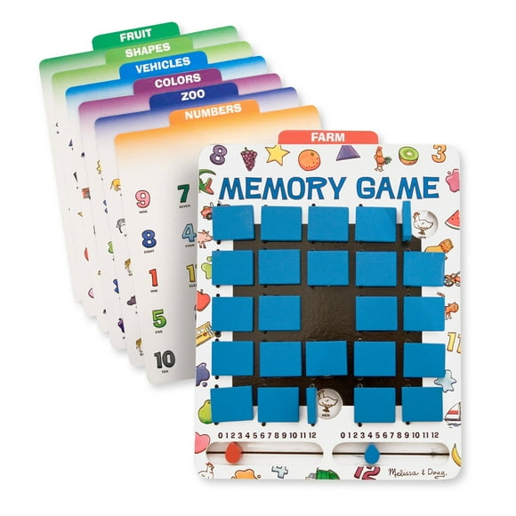 Melissa & Doug Flip to Win Travel Memory Game - Wooden Game Board, 7 Double-Sided Cards